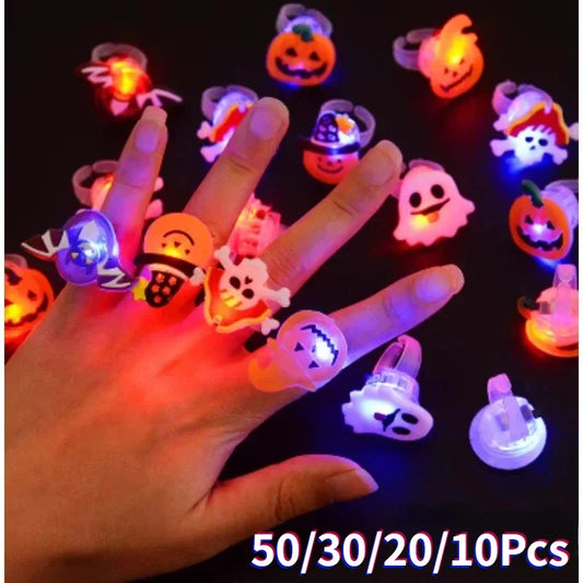 Halloween Luminous Rings Creative Cute Pumpkin Ghost Eye Ghost Pirate Spider Web Children Toys Halloween Flash Finger Rings