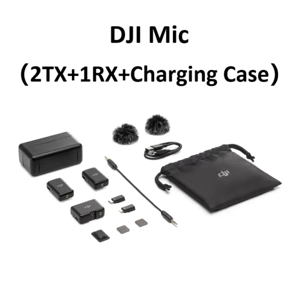 DJI Mic Wireless Microphone Professional Recording Studio Equipment 250m Transmission Range Dual-Channel Photography Accessories