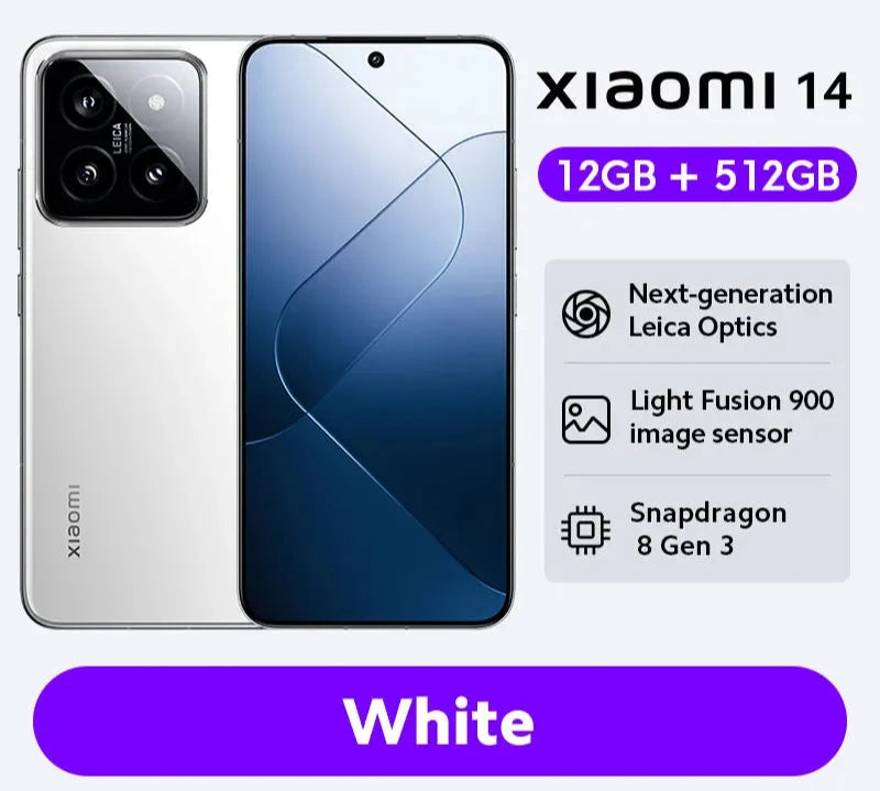 Xiaomi 14 Global Version 256GB 512GB 120Hz 6.36" AMOLED Display Snapdragon 8 Gen 3 Smartphone 50MP Leica Camera 90W HyperCharge