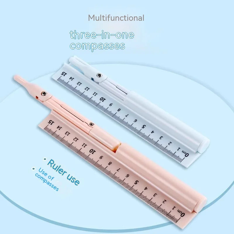 Three-in-one Multifunctional Compass Ruler With Pencil Refills Lead Math Geometry Tool Circle Student School Stationery Supplies