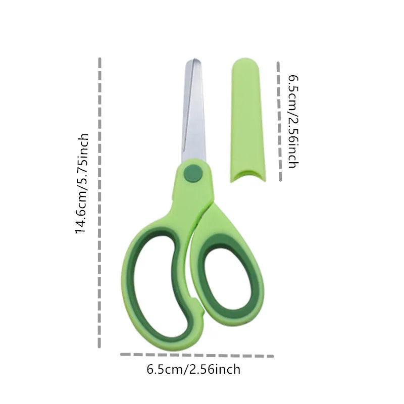 Safty Scissors For Kids Student DIY Paper Children's Left-handed Scissors Scissors With Sleeve Cutting Tool Stationery