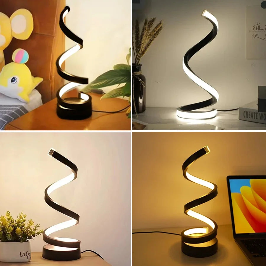 LED Night Light Spiral Table Lamp Modern Bedside Lamps Dimmable Night Lamp Office Living Room Bedroom Decoration Night Lights