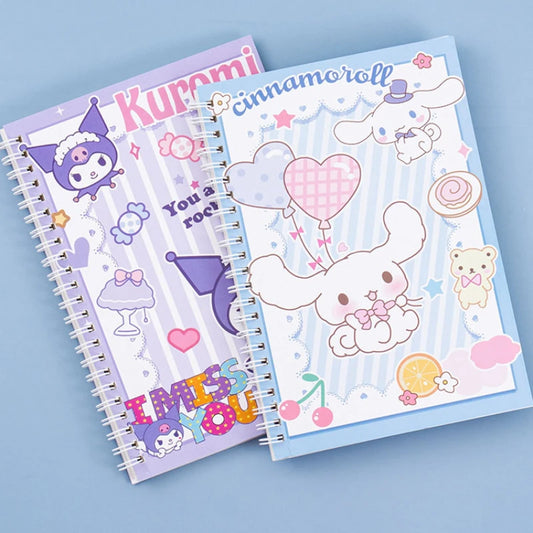 MINISO Kawaii Sanrio Kuromi Coil Notebook A5 Notebook Exercise Book Girls Cute Stationery Cinnamoroll Learning Stationery Notepad Diary