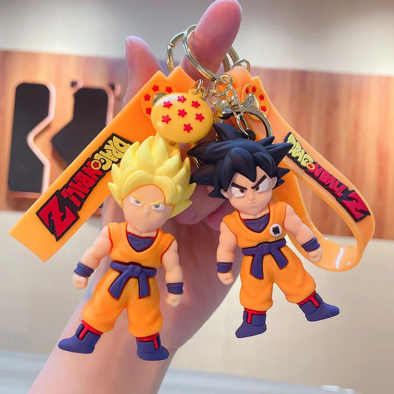 Dragon Ball Keychain Fashion Jewelry Son Goku Vegeta Piccolo Action Figures 8CM PVC Key Ring for Men Women Bag Pendant