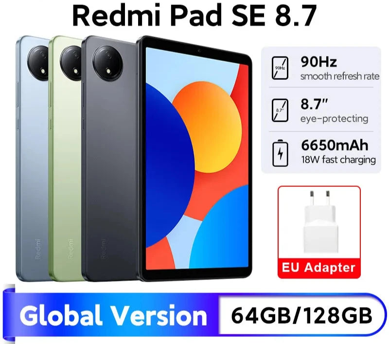 Global Version Xiaomi Redmi Pad SE 8.7 LCD MediaTek Helio G85 octa-core CPU 6650mAh Battery 18W fast charging 8MP Camera 90Hz