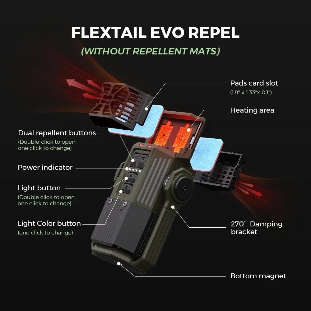 FLEXTAIL EVO Repeller Mosquito Repeller Rechargeable with 3000LM Camping Lantern for Outdoor Patios Camping