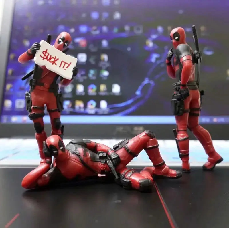 Marvel Desk Decoration Deadpool Car Home Office Marvel 8cm Funny Cute Figure Model Toys BANDAI