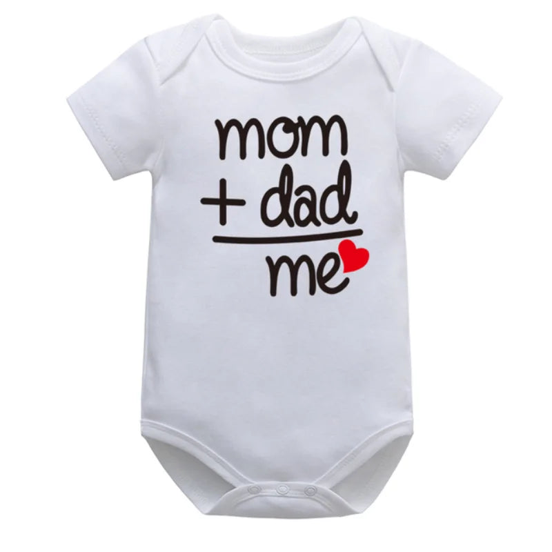 Baby Boys Girls Newborn Romper Cotton Short Sleeve Letter Print I Love Mom & Dad Jumpsuit