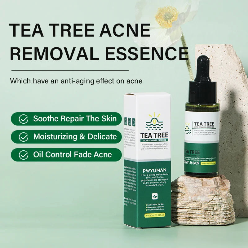 Clear skin tea tree serum, acne removal, repair acne, shrink pores, remove blackheads, and perform facial cleaning.