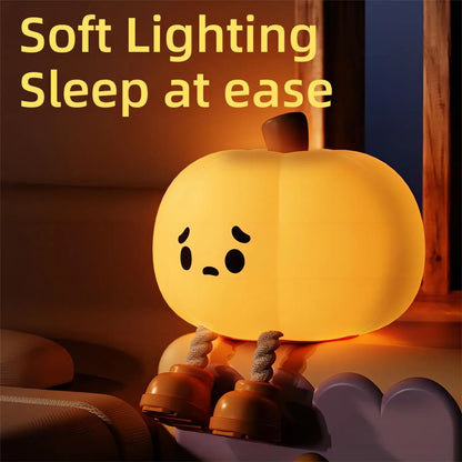 Trending Tik Tok Halloween Pumpkin Night Lights Cute Soft Silicone Safe Lamp Decorations Timing Dimmable Bedside