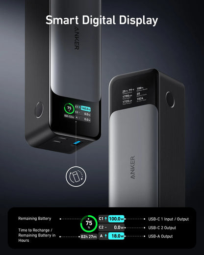 Anker 737 Power Bank 24000mAh 140W Powerbank 3-Port Portable Battery Fast Charging Spare Battery