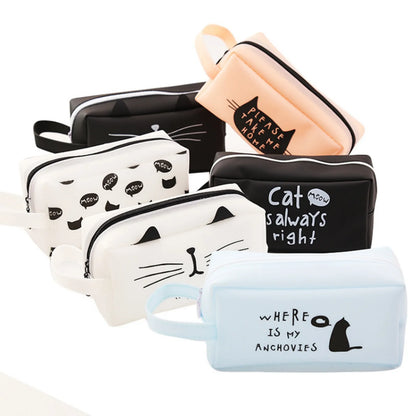 Kawaii Cute Cat Pen Pencil Bag Silicon School Stationary Receive Tools Makeup Pouch Cosmetics Caseback To School