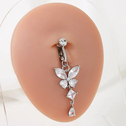 Butterfly Zircon Clip-On Belly Ring - Trendy Fake Piercing