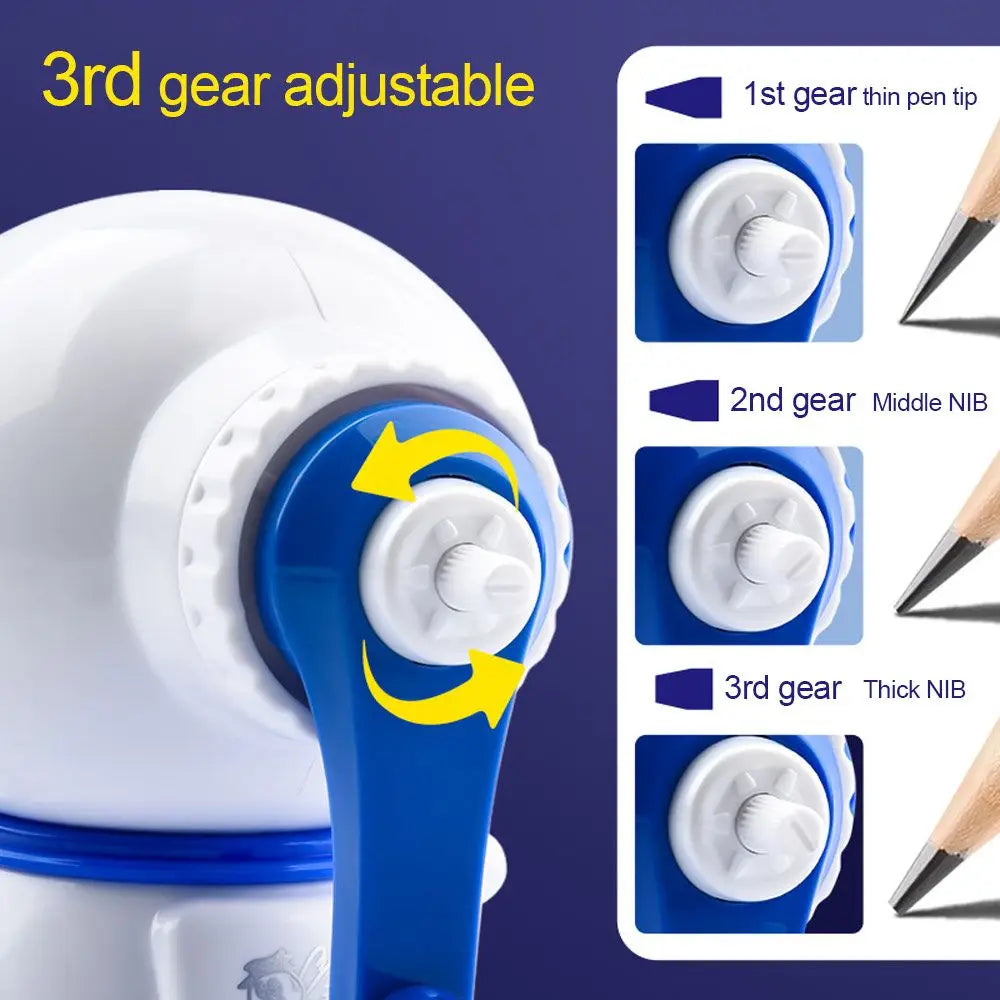 Semi-Automatic Gear Adjustable Astronaut Pencil Sharpener Automatically Enters Lead Cute Cartoon Hand-cranked Mechanical Tool Office