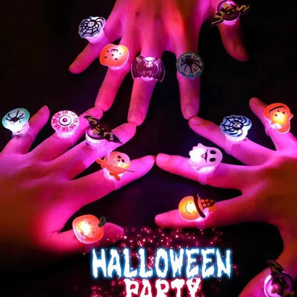 Halloween Luminous Rings Creative Cute Pumpkin Ghost Eye Ghost Pirate Spider Web Children Toys Halloween Flash Finger Rings