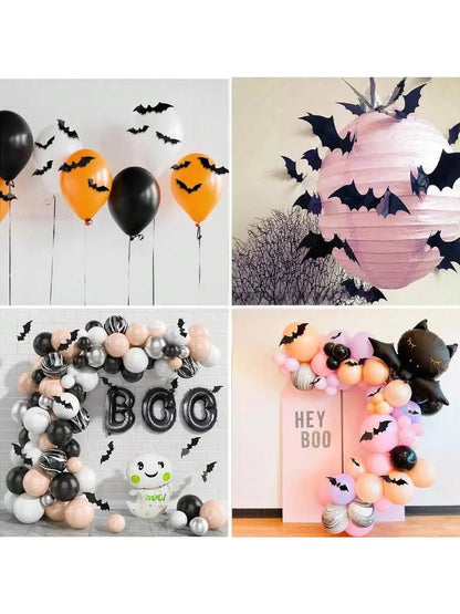 60pcs 3D Waterproof black Bats Wall Decor Halloween Decor