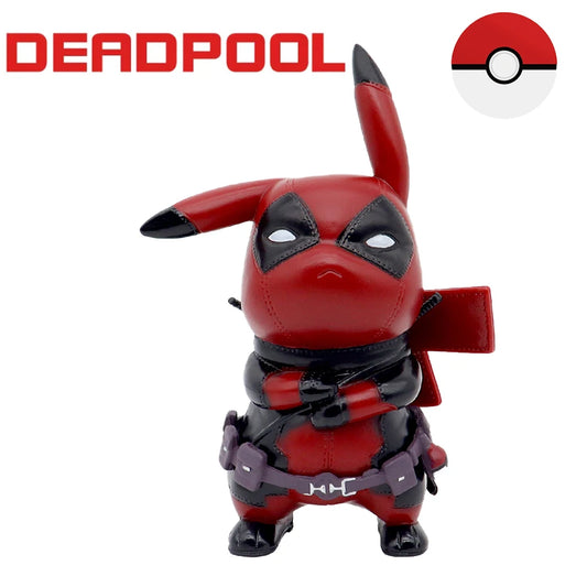 TAKARA TOMY 12cm Kawaii Pikachu Cos Deadpool Anime characters q version of cartoon animation tide play figure desktop car decoration pokemon