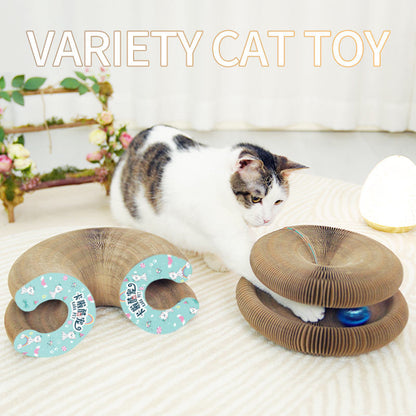 Deformable Interactive Corrugated Foldable Cat Scratcher Cardboard