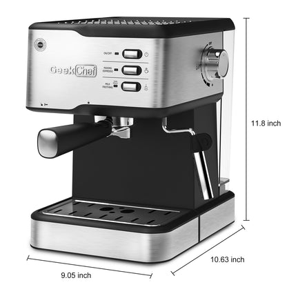 Geek Chef Espresso Machine, Espresso&Cappuccino Latte Maker 20 Bar Coffee Machine Compatible With ESE POD Capsules Filter&Milk Frother Steam Wand, 950W, 1.5L Water Tank