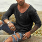 Men's Boho Loose Casual Long Sleeves Collar T-shirt