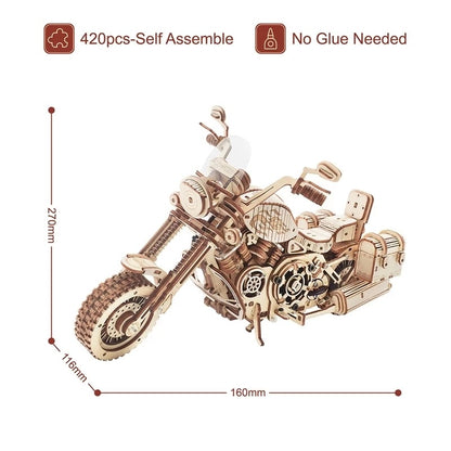 Robotime Rokr Cruiser Motorcycle DIY Wooden Model 420 Pcs Building Block Kits