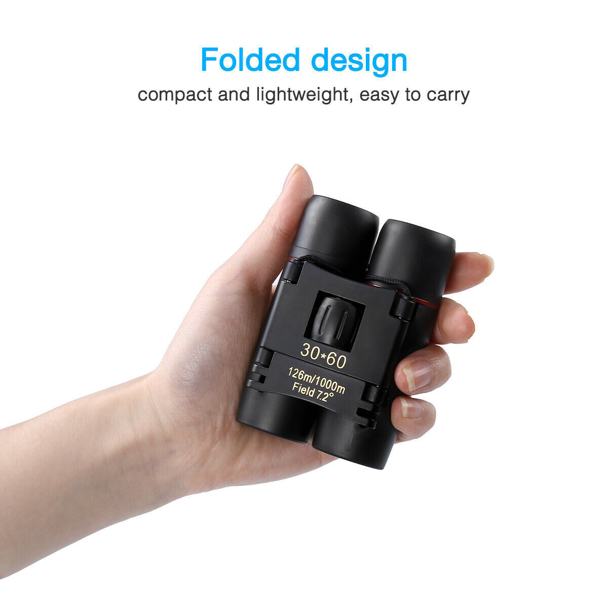 Binoculars 30x60 Zoom Travel Compact Folding Telescope Hunting Day Night Outdoor Small Pocket Binoculars Compact Adults for Hunting / Bird Watching