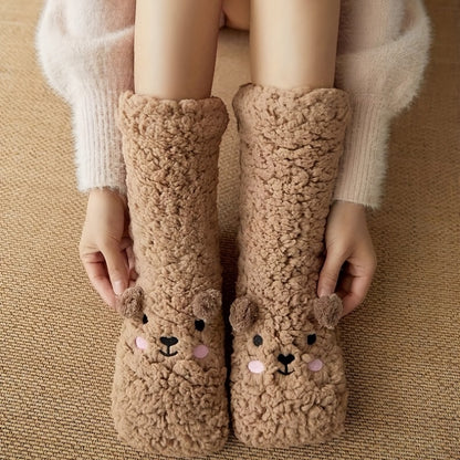 Cartoon Floor Winter Thick Polyester Fleece Fluffy Microfiber Women Fuzzy Socks Funny Fuzzy Dog Slipper Socks For Women Cute Fluffy Thick Warm Winter Socks Microfiber Soft Home Socks Christmas Gift