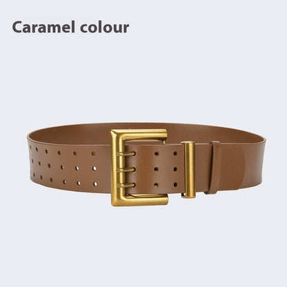 Three Button Waist Belt With Personalized Decorative Needle Buckle