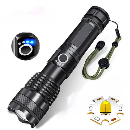 High Power Military Grade 12.000 Lumen Ultra Bright Aluminum Flashlight LED Rechargeable