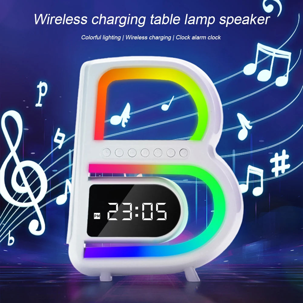 2024 New B-Shaped Bluetooth Speaker Multifunctional Smart Music Rhythm Lighting Phone Wireless Charger