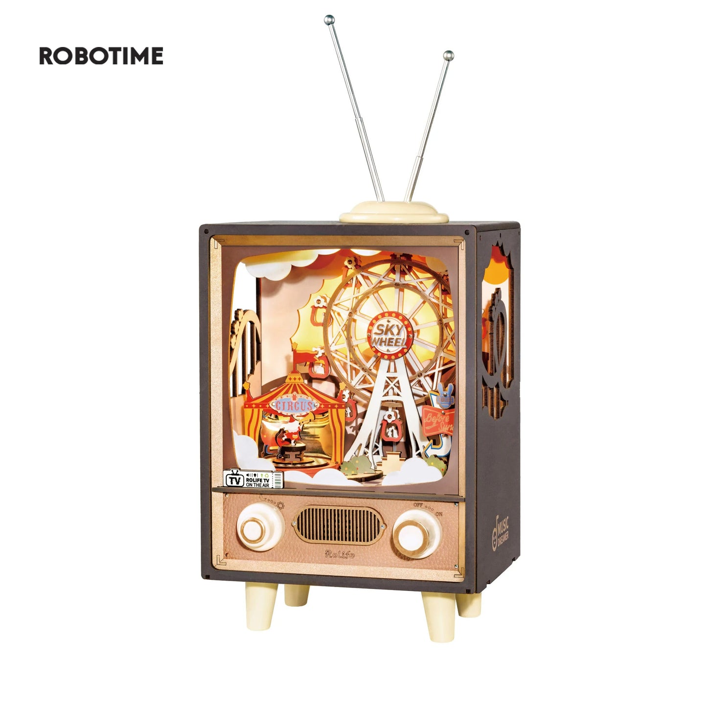 Robotime ROKR  Rolife Sunset Carnival Music Boxes With Lights For Kids Adults Home Decoration Luxurious Design 3D Wooden Puzzle Toys