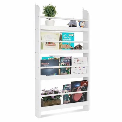 White Children Bookcase Unit Shelving Wooden Rack Kids Display Bookshelf Storage