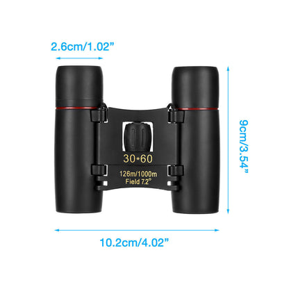 Binoculars 30x60 Zoom Travel Compact Folding Telescope Hunting Day Night Outdoor Small Pocket Binoculars Compact Adults for Hunting / Bird Watching