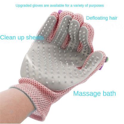 Pet Glove Cat Grooming Glove Cat Hair Deshedding Brush Gloves Cat Floating Hair Pet Hair Removal Brush Dog Bathing Massage Comb Silicone Hair Removal Gloves