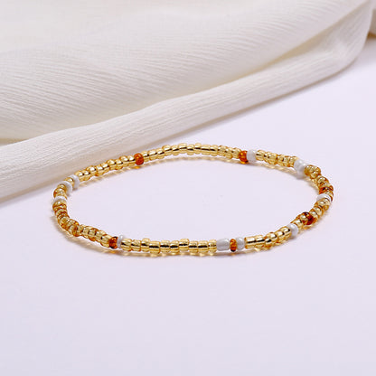 All-match Color Rice Bead Anklet Beach Style Jewelry