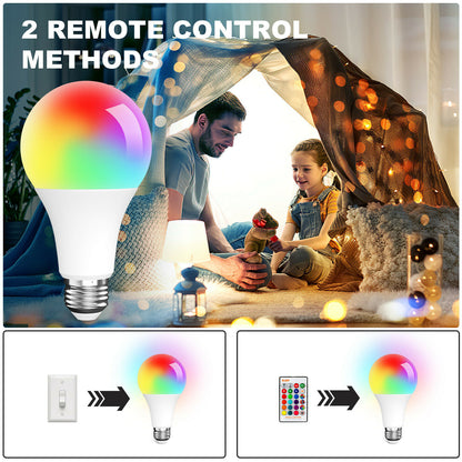 Alexa LED Light Bulb 15W RGB Smart Wireless Remote Dimmable Lamp Color Changing Smart WiFi LED Light Bulb Multi-Color For Alexa