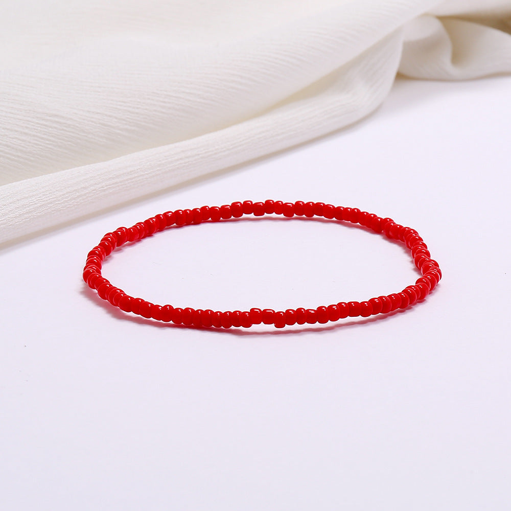 All-match Color Rice Bead Anklet Beach Style Jewelry