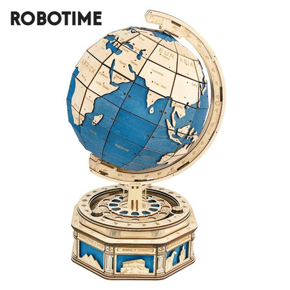 Robotime ROKR Globe Earth with secret locker 567pcs 3D Wooden Puzzle Games Ocean Map Ball Assemble Model Toys