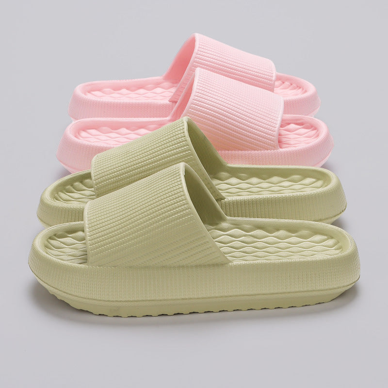 Summer EVA Slippers Solid Color Rhombus Stripe Anti-slip Slippers New Home Shoes