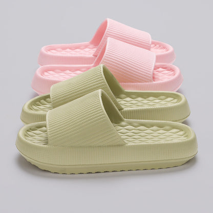 Summer EVA Slippers Solid Color Rhombus Stripe Anti-slip Slippers New Home Shoes