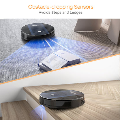 Geek Smart Robot Vacuum Cleaner G6 Plus, Ultra-Thin, 1800Pa Strong Suction, Automatic Self-Charging, Wi-Fi Connectivity, App Control, Custom Cleaning, Great For Hard Floors To Carpets.