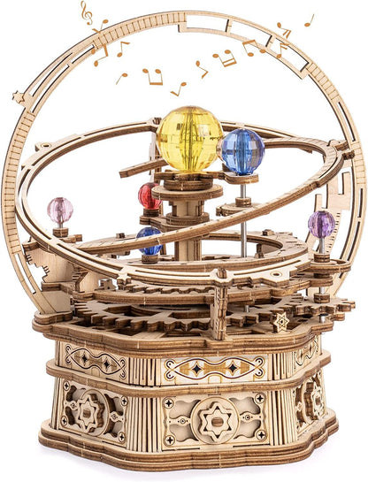 ROKR Rotating Starry Night Mechanical Music Box 3D Wooden Puzzle Assembly Model Building Kits Toys For Children Kids - AMK51