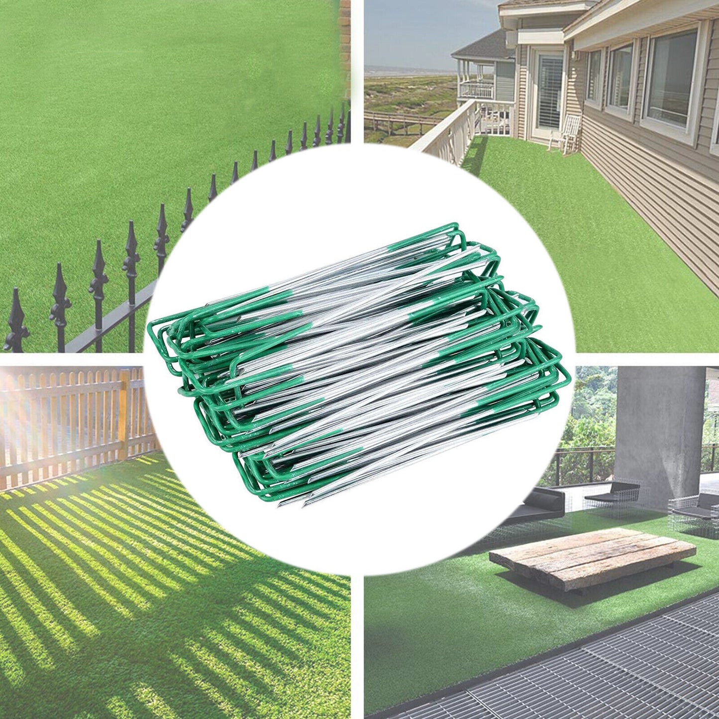 Weed Fabric Galvanised Staples Garden Turf Pins Securing Pegs U Artificial Grass  > UK Fast Shipping!