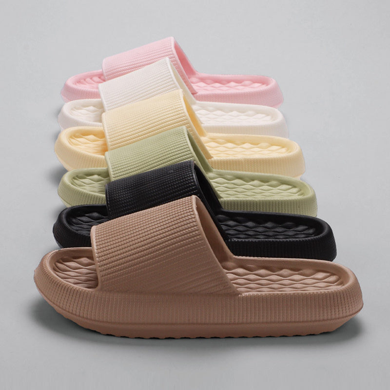 Summer EVA Slippers Solid Color Rhombus Stripe Anti-slip Slippers New Home Shoes