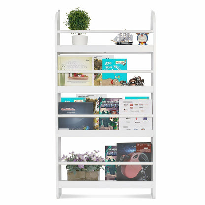 White Children Bookcase Unit Shelving Wooden Rack Kids Display Bookshelf Storage