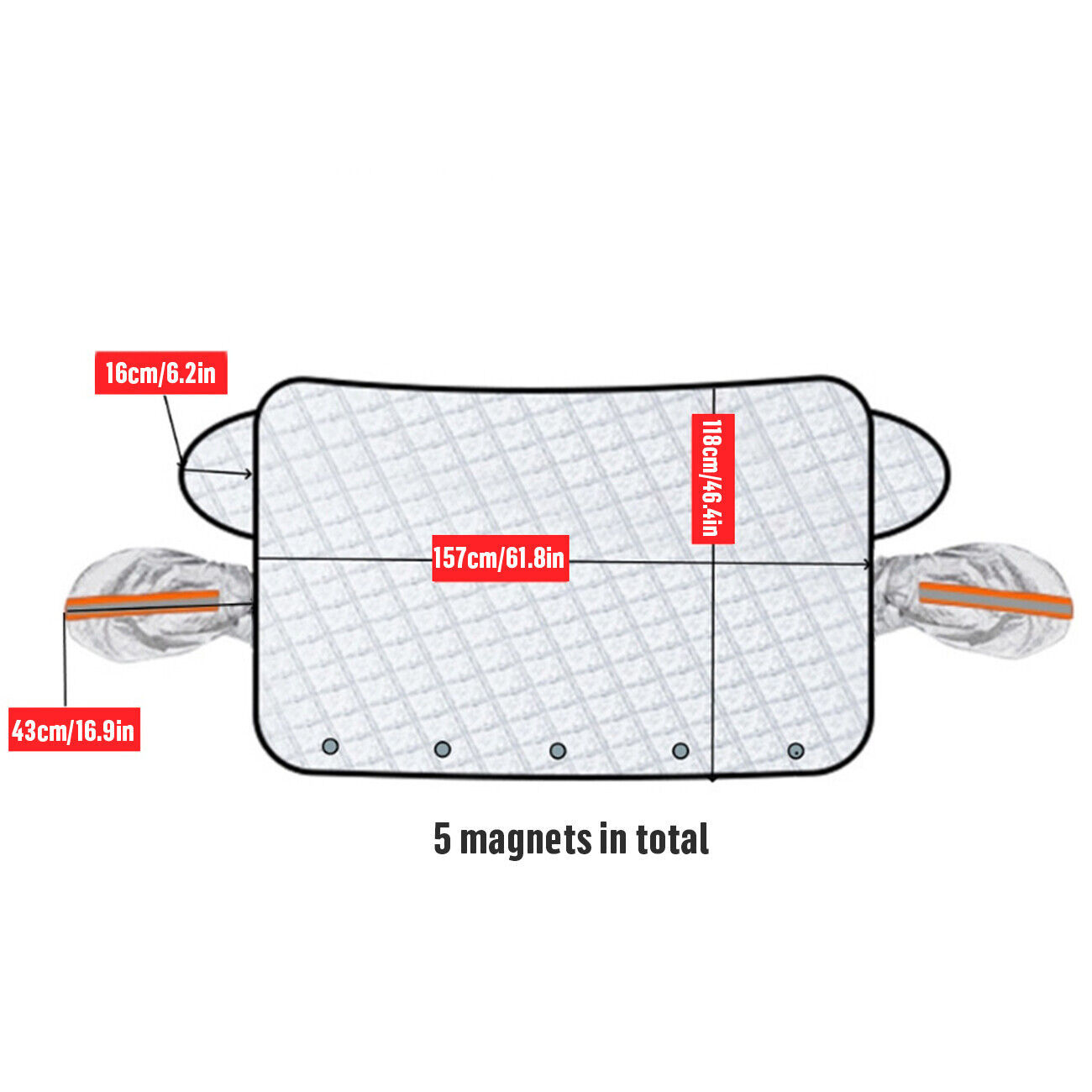 4 Layers Magnetic Car Windscreen Cover Winter Ice Frost Snow Protector Sunshade