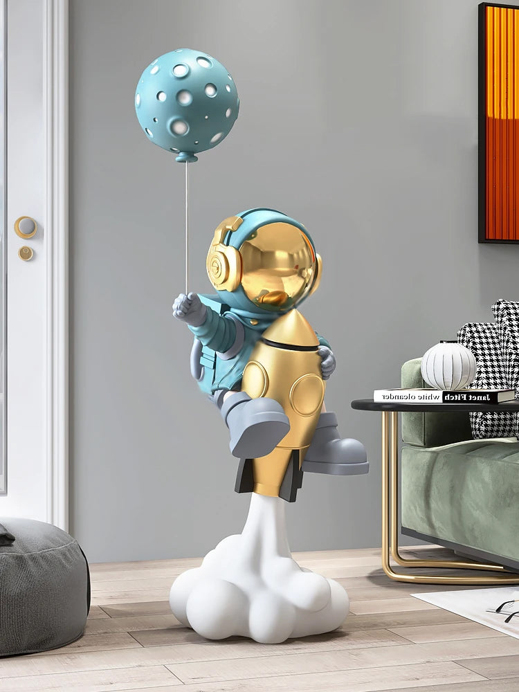 METAMOON Astronaut With Moon Balloon  Sculpture 95cm Large Floor-standing Decoration Living Room TV Cabinet Home Decoration Statue