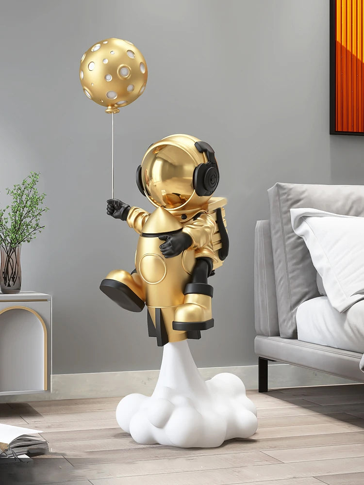 METAMOON Astronaut With Moon Balloon  Sculpture 95cm Large Floor-standing Decoration Living Room TV Cabinet Home Decoration Statue