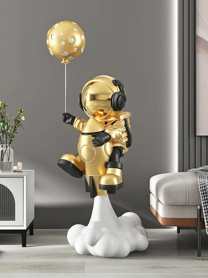 METAMOON Astronaut With Moon Balloon  Sculpture 95cm Large Floor-standing Decoration Living Room TV Cabinet Home Decoration Statue