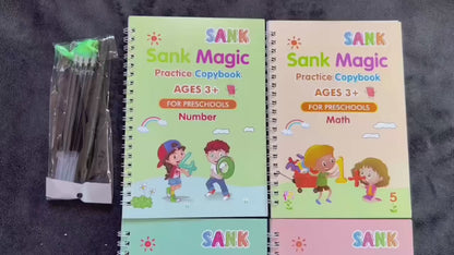 Magic Practice Copybook 4pcs ,Pen Preschools Kids Calligraphy English Verison Free Wiping Children Reusable Writing Book